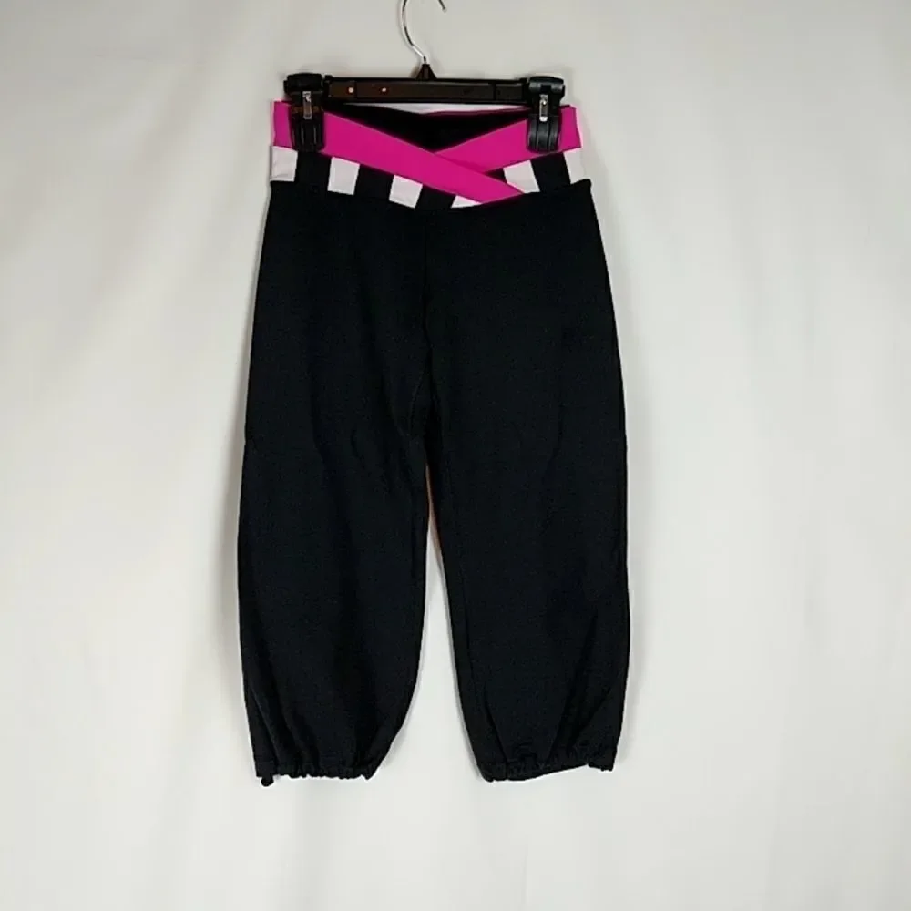 Lululemon Athletica Dharana Black Crops Pink White